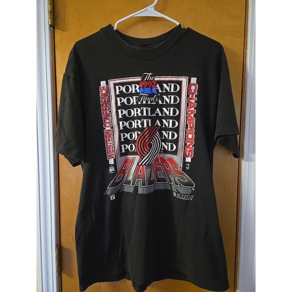 VTG 1992 NBA WESTERN CONFERENCE FINALS Portland TrailBlazers T Shirt Sz LARGE - Picture 1 of 7